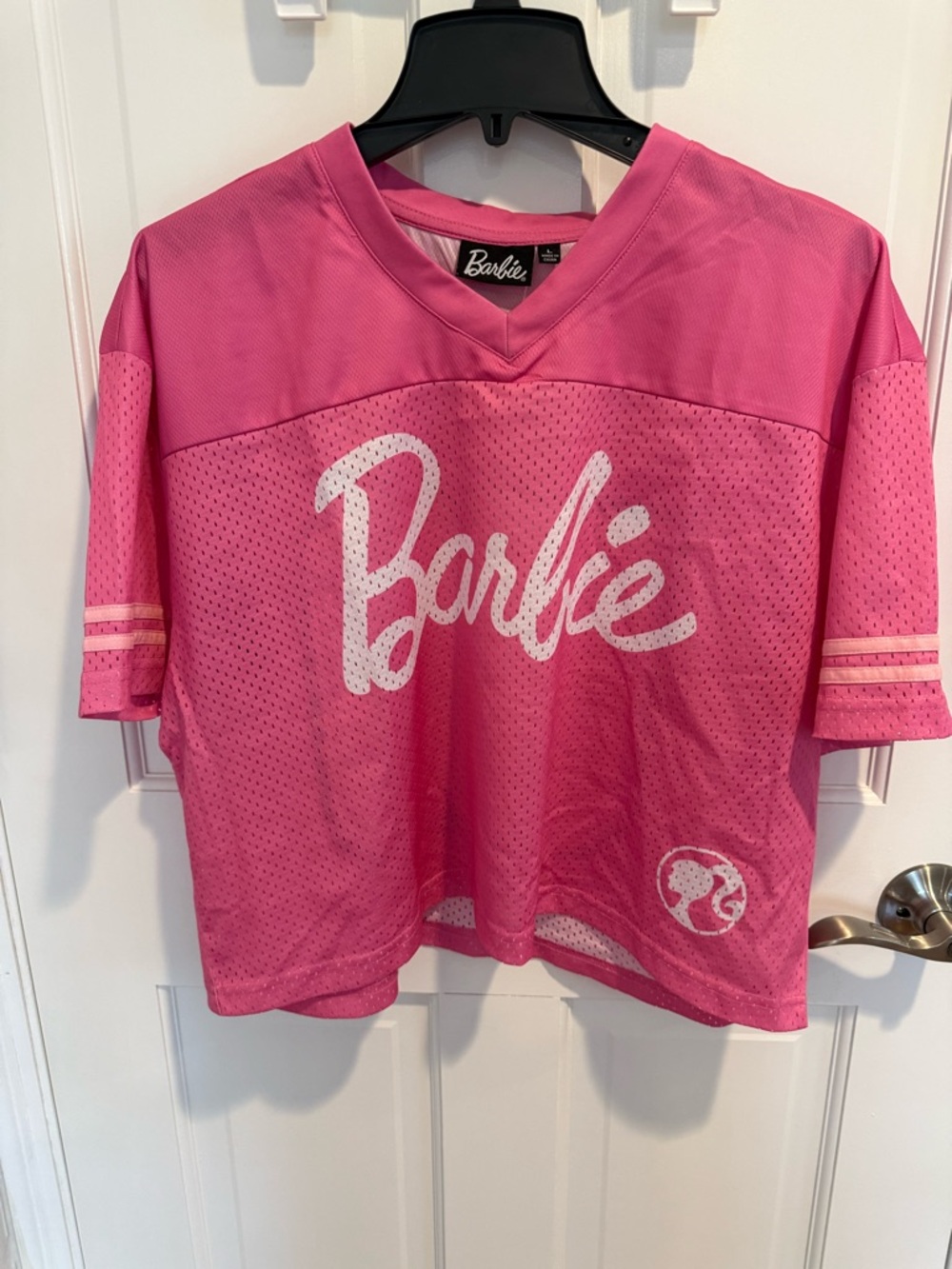 Barbie Pink Mesh‎ Logo Jersey with White Script